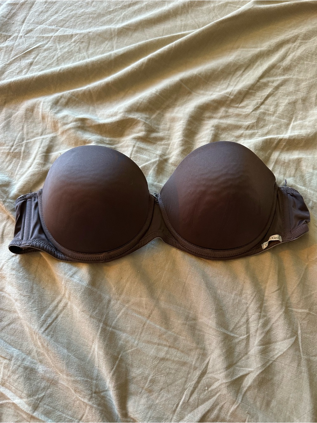 Size 36a Gray Calvin Klein Strapless Push-Up Bra